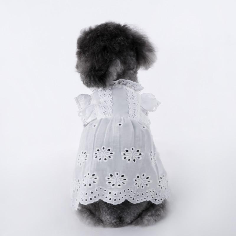 Lace Princess Dress With Headband Small Dogs Cats Teddy Bichon Pet Clothing