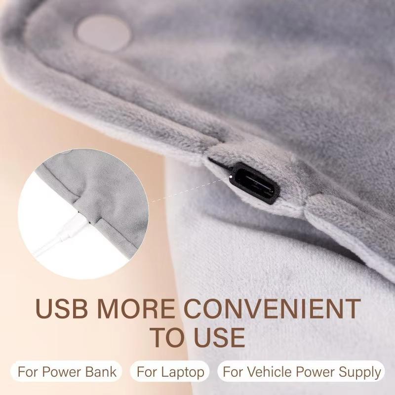 USB Thermostatic Hand Warmer Short Velvet Fabric Warm Hands And Legs Shawl for Winter Office And Home Use Heating Blanket