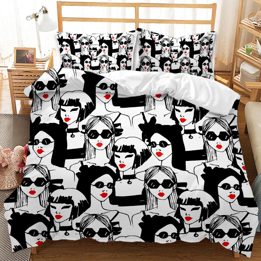 D digital printing urban design quilt cover bed grinding three-piece set