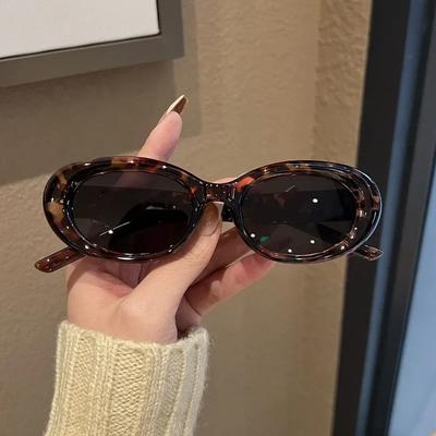 New Small Oval Sunglasses Women Men Trendy Vintage Hip Hop Cat Eye Sun Glasses Female Leopard Black Punk Eyewear Uv400 Glasses