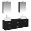 5 Piece Bathroom Furniture Set Black Oak Engineered Wood & Glass