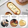 3 Pack Gold Trays for Decor, Stainless Steel Decorative Tray, Small Vanity Tray for Bathroom, Elegant Jewelry Tray for Holding Perfume, Keys, Wallet