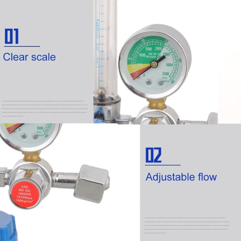 Buoy Type Oxygen Pressure Gas Regulator Inhaler G5/8" Thread O2 Pressure Reducer Oxygen Gauge Flow Meter Zinc Alloy