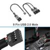 USB 2.0 9Pin Header Male to 2/4 9Pin Female Adapter Cable for Motherboards Internal Port Multiplication