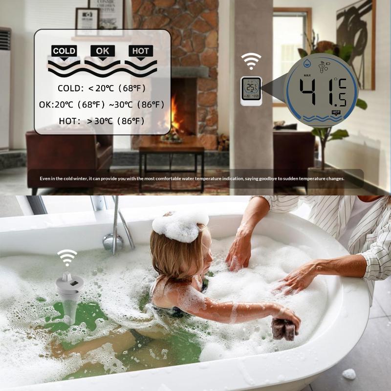 Eco-friendly Pool Thermometer Temp Sensor for Aquariums Bathtub Energy Efficient чёрный