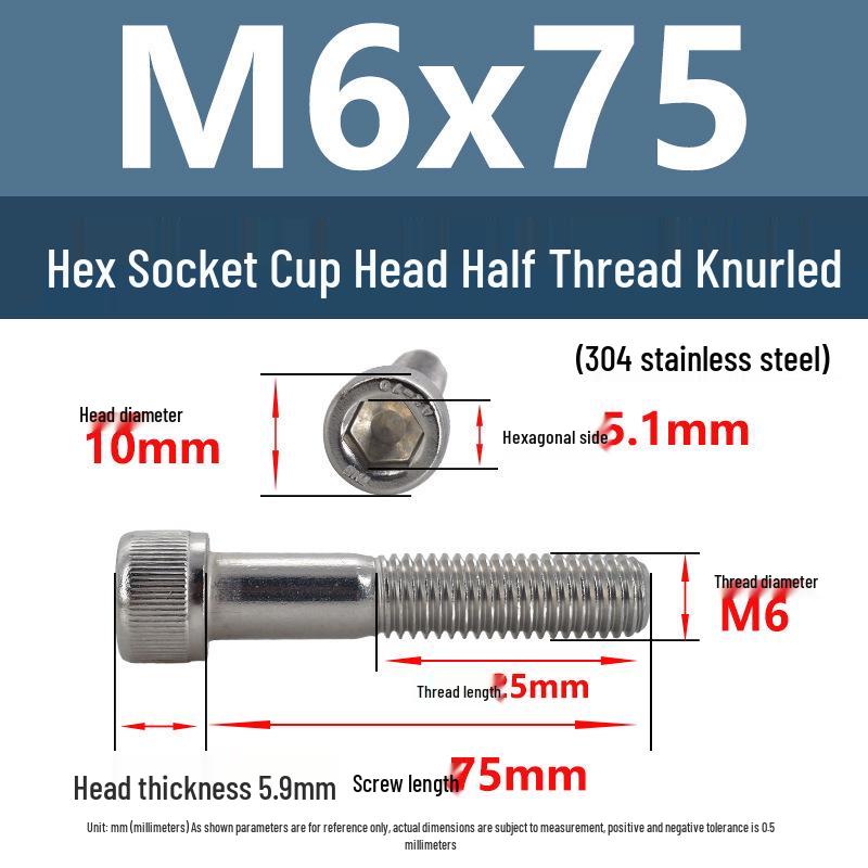 304 Stainless Steel Hex Socket Screws M4-M20, Cylindrical Head, Partial Thread Bolts
