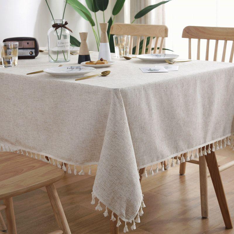 

Style Minimalist Silent Style Polyester Linen Tea Table Fabric Linen Coarse Linen Plain Solid Color Table Cloth Living Room Coffee Table Cover Cloth Slub + Tassel 60 * 60cm