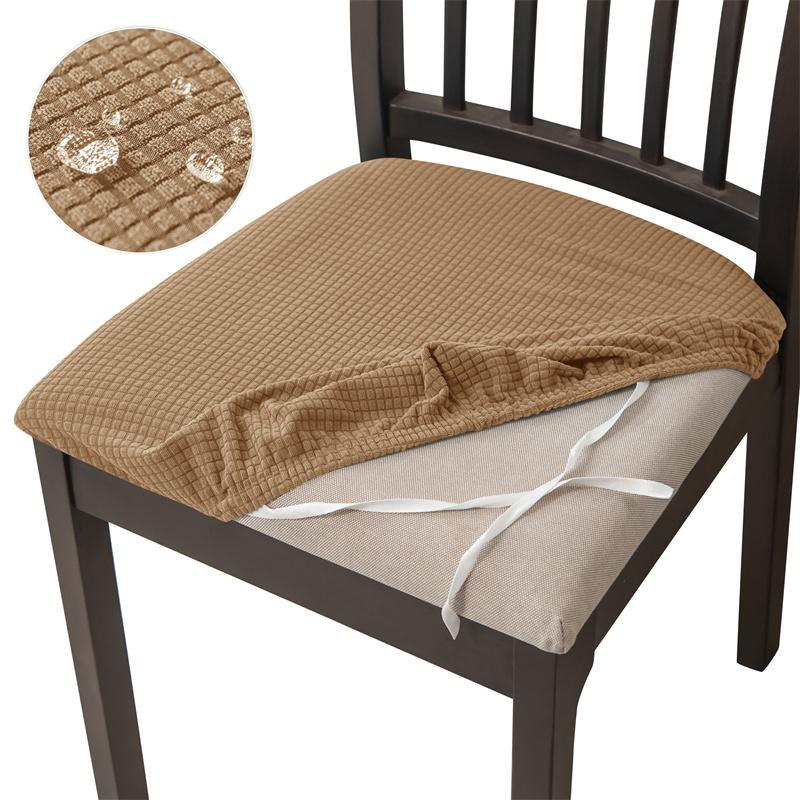 Jacquard Dining Chair Cushion Cover Solid Color Water Repellent Chair Slipcover Dustproof Anti-slip Seat Cover for Living Room