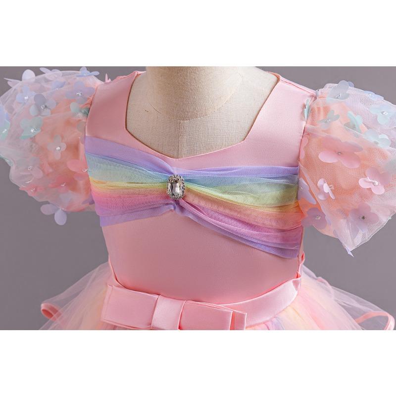 Girl S Rainbow Tulle Princess Cake Gown For Performance