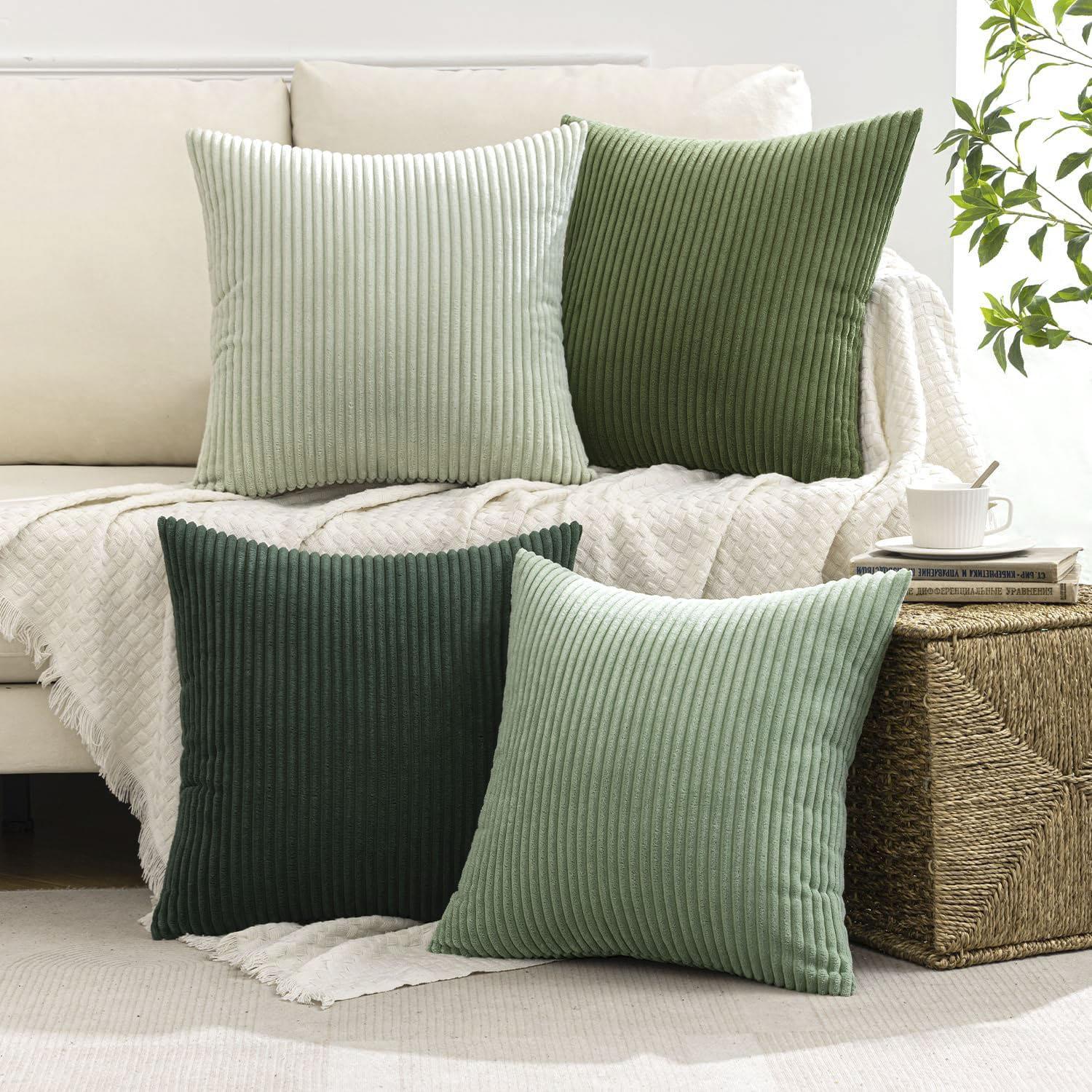 

4pcs Boho Farmhouse Throw Pillow Covers Mordern Nordic Cushion Covers Soft Corduroy Spring Home Decor for Couch Bed Sofa Living