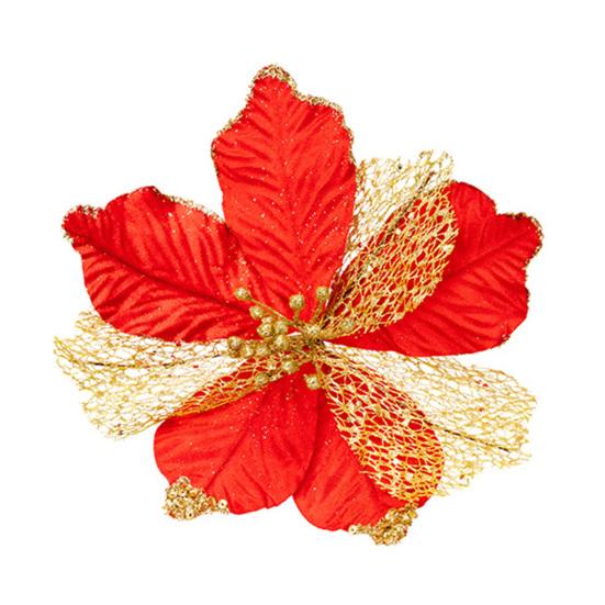 Christmas Poinsettia Artificial Flowers Xmas Tree Wreath Ornaments DIY Decoration New Year Wedding Party Holiday Decor