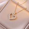 4 Piece Set Women Diamond Inlaid Love Zircon Set With Fashionable Temperament Sweet And Creative Design Heart Shaped Necklace