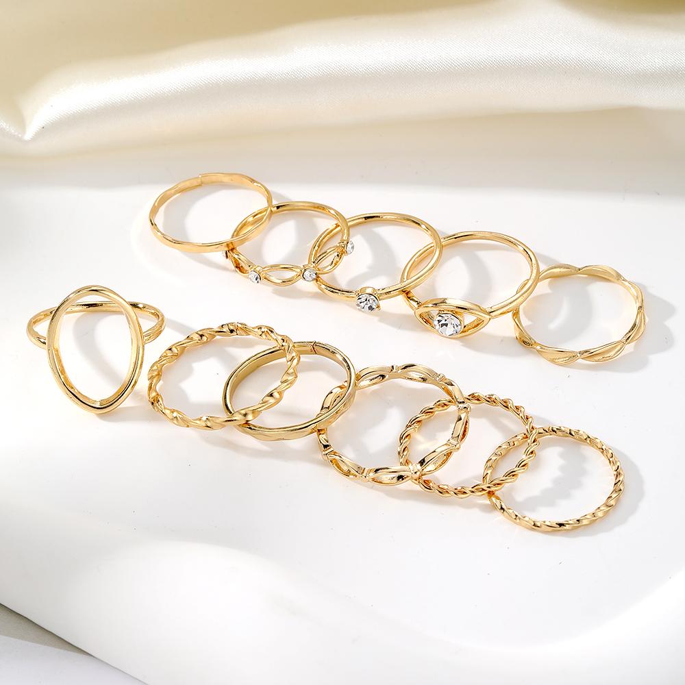 2023 Anello Moda Foglia Goccia Spirale Perla Set da 21 Pezzi Anello Intrecciato Foglia Oro Set da 11 Pezzi Gioielli Ragazze Studentesse Lusso Festa Elegante Glamour Sexy