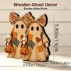 2D Vintage Abgenutzter Holzflicken Geist Tischdekoration Halloween Hexenhut Mit Schleife Dekoration Für Wohnzimmer Schlafzimmer Kamin