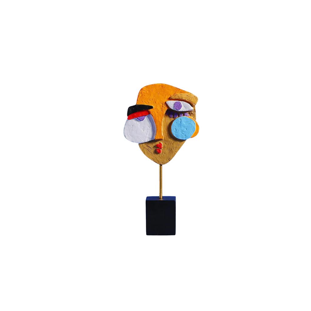 Abstract Human Face Colorful Distorted Statue Suitable For Cafe Shop Home Ornaments Resin Crafts