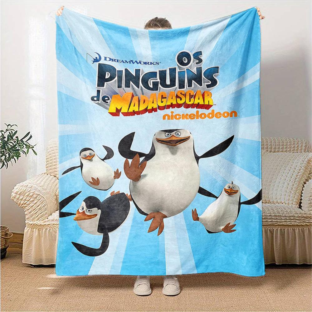 Penguins Madagascar Team Flannel Blanket Super Soft Warm Cozy Blanket For Sofa Bed Office Travel Allseason Home Decor Gift