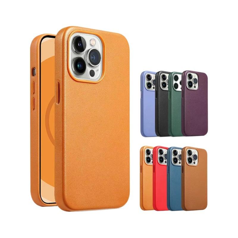 MagSafe Magnetic Leather Mobile Phone Case Is Suitable for Apple iPhone17 Anti-drop Leather Case 16 Custom Logo.