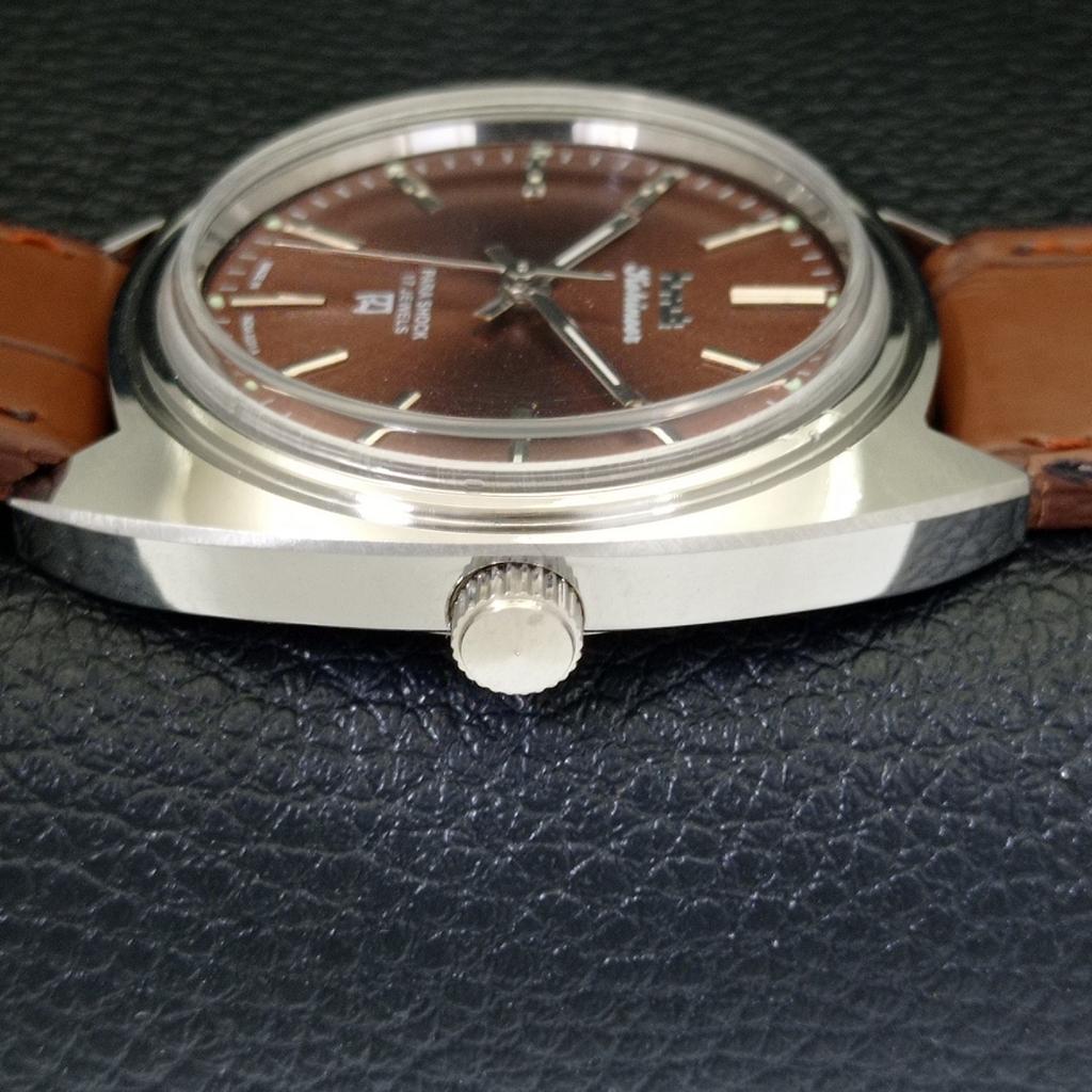 VINTAGE HMT KOHINOOR RUČNÍ NÁTAH INDICKÉ PÁNSKÉ HODINKY HNĚDÝ CIFERNÍK a440997-4 HT-a440997