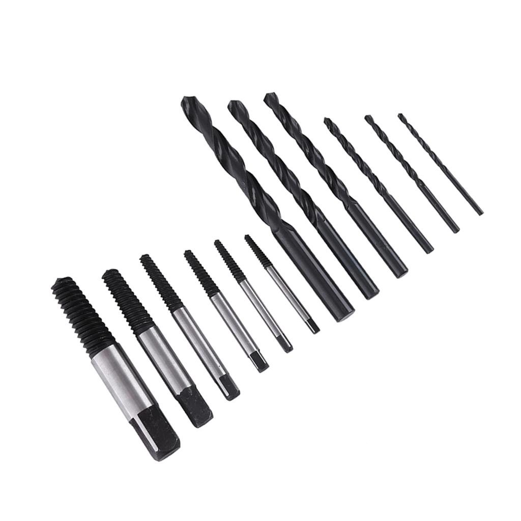 12 Pcs Practical Broken Nut Screw Extractor Bolts Studs Remover Tools Set with Drills