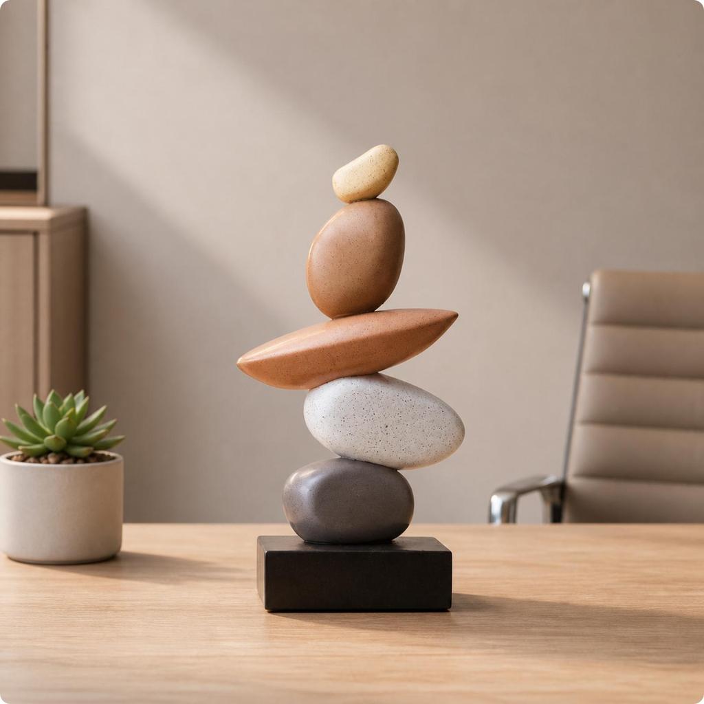 Statue Abstraite Finition Grès Ornement Décoratif de Table Facile à Nettoyer