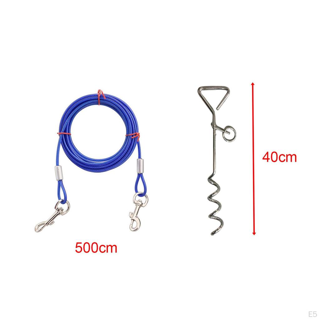 Dog Tie Out Cable and Stake Chain Anti Rust Sturdy Outside Leash with Lead