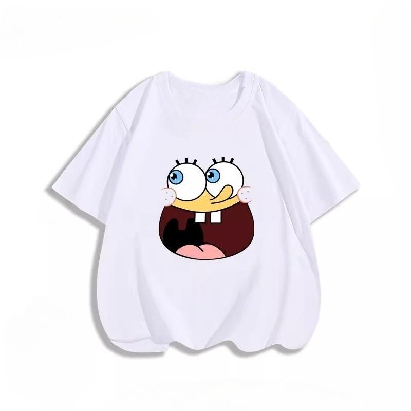 Potdemiel Summer SpongeBob SquarePants Pure Polyester Children's T-Shirt, Comfortable and Breathable, Suitable for Boys and Girls.