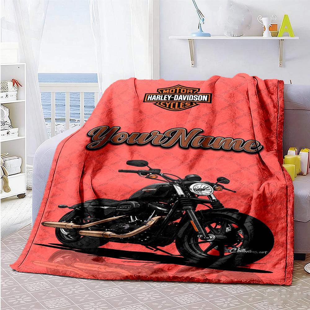 Harley-davidson Motorcycles Customize Text Blanket Gift Personalized Blanket Durable Comfort Suitable for Picnics Home Decor Couch Office Chair