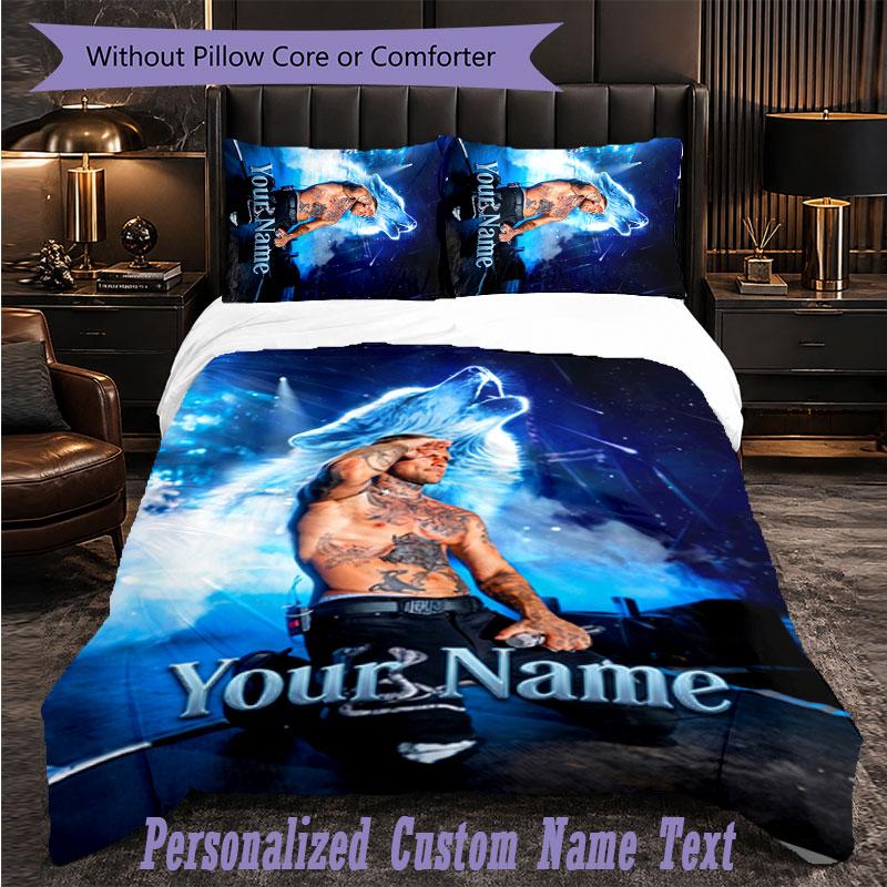 Personalized 3Pcs Bedding SetKontra K Custom Text Duvet Cover Pillowcase Set Bedroom Gift
