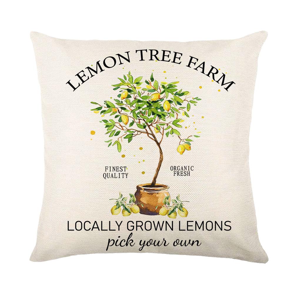 New Spring and Summer Pillow Cases Linen Yellow Lemon Truck Print Home Pillow Cushion Combination