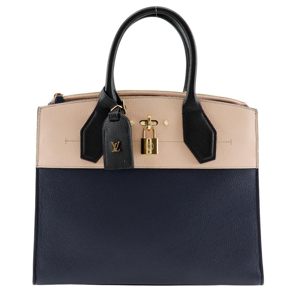 

LOUIS VUITTON City Steamer MM Handbag M42496 By color Navy / pink Calfskin Women Used