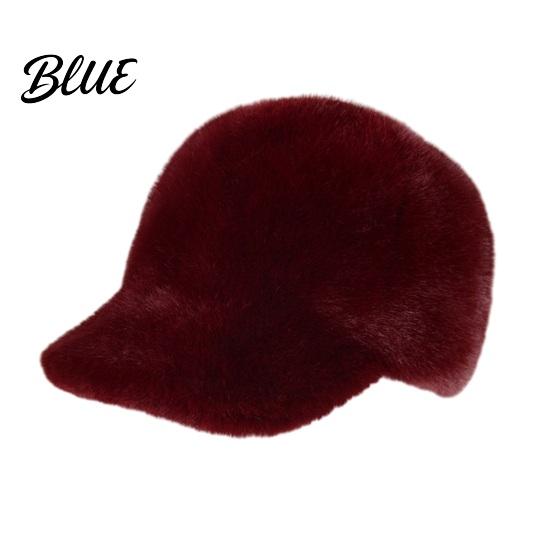 Solid Color Fuzzy Hat Plush Faux Fur Baseball Cap for Men Women, Fluffy Winter Warm Stretchy Cold Weather Accessories Cap, Adjustable Unisex