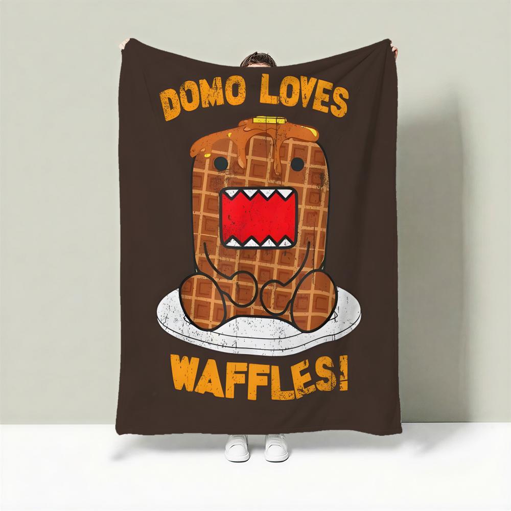 Character D-Domo-kun Throw Lightweight 240g Flannel Blanket Soft Skin-friendly for Summer Cooling