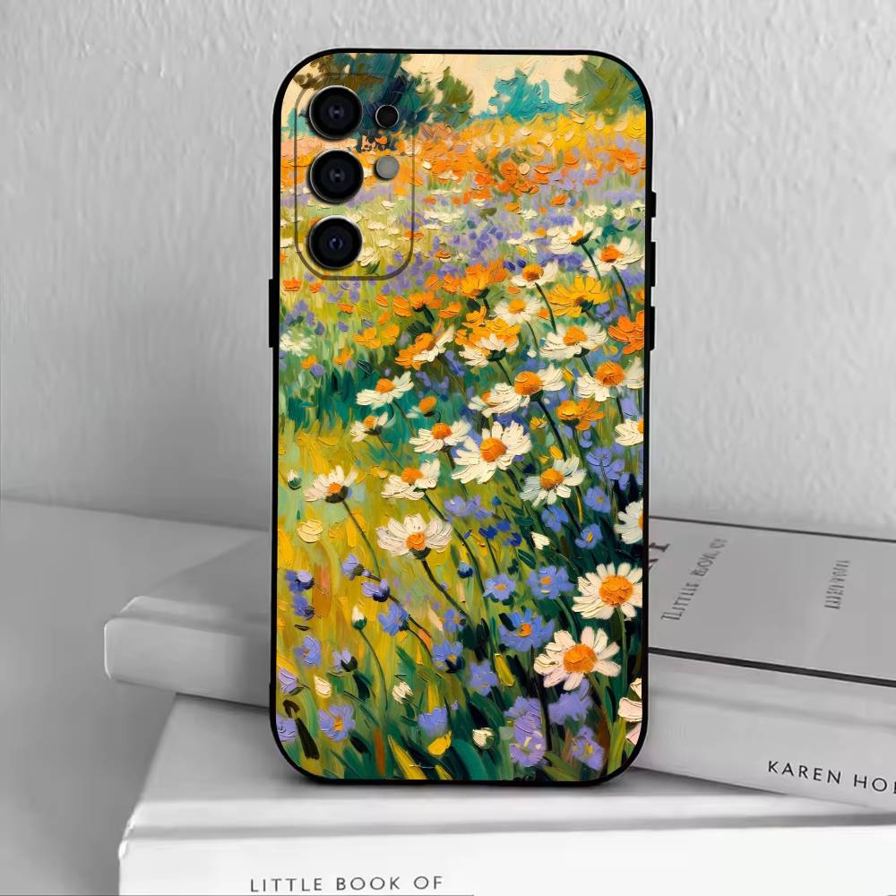 Van Gogh Monet Oil Painting Phone Case For Samsung S25,S24,S21,S22,S23,S30,Ultra,S20,Plus,Fe,Soft Silicone Black Cover