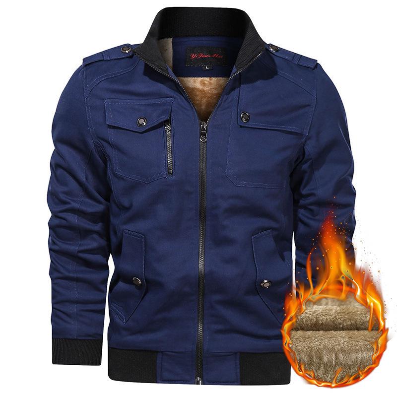 2026 Modische Koreanische Denimjacke für Herren mit Stehkragen - Verdickte Reine Baumwolle Oberbekleidung für Frühling und Herbst