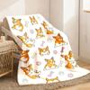 2026 New Arrivals Cozy Corgi & Bone Print Flannel Blanket Soft White Throw with Adorable Corgi Illustrations Perfect for Sofa Offi