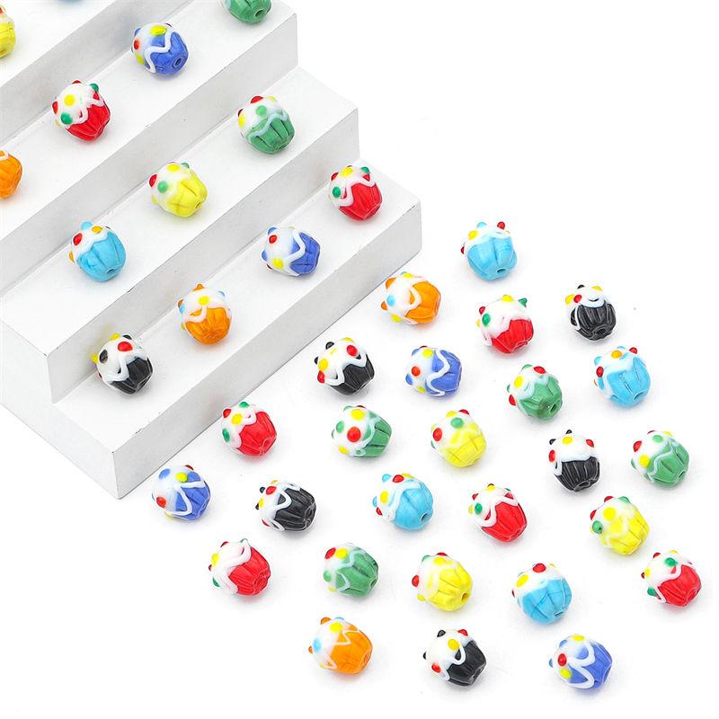2pcs/Bag Cute Lampwork Glass Cake Beads Charm Loose Beads For Necklace Bracelet Earring DIY Jewelry Craft Making Supply