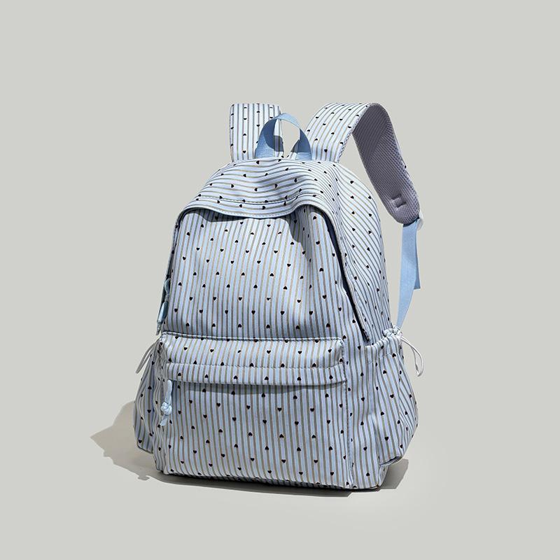 Schoolbag1011 New Striped Love Polka Dots Large Capacity Simple Girls Student School Bag Lightweight Travel Backpack