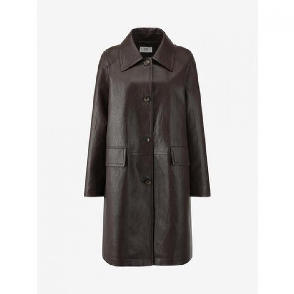 Cc Collect Fake Leather Stand Collar Long Jacket C254psf513