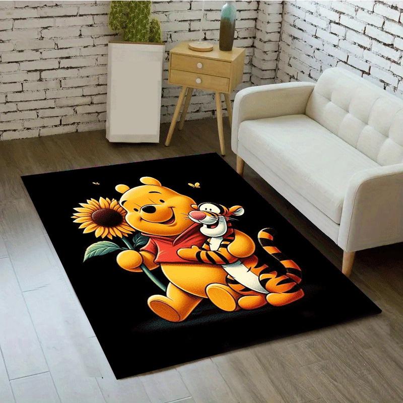 1pc Winnie The Pooh Pattern Area Rug Soft Flannel Floor Mat for Living Room,Office,Bedroom and Carpet,Sofa Coffee Table Floor Mat