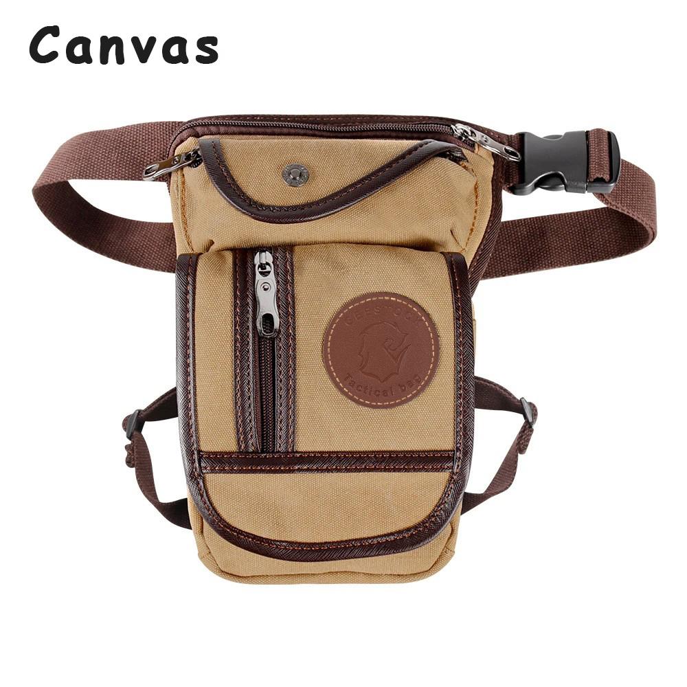 Men's Motorcycle Bag Waterproof Portable Canvas Motorcycle Drop Leg Bag Multifunctional Outdoor Sport Riding Waist Shoulder Bag