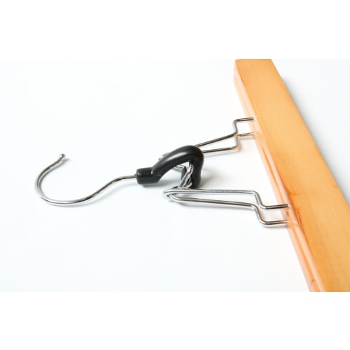 [Simple Design with Gentle Natural Wood] Wooden Slacks Hanger with Natural Wood Grain and Color, One-touch Attachment and Detachment, 24.5cm Wide (2)