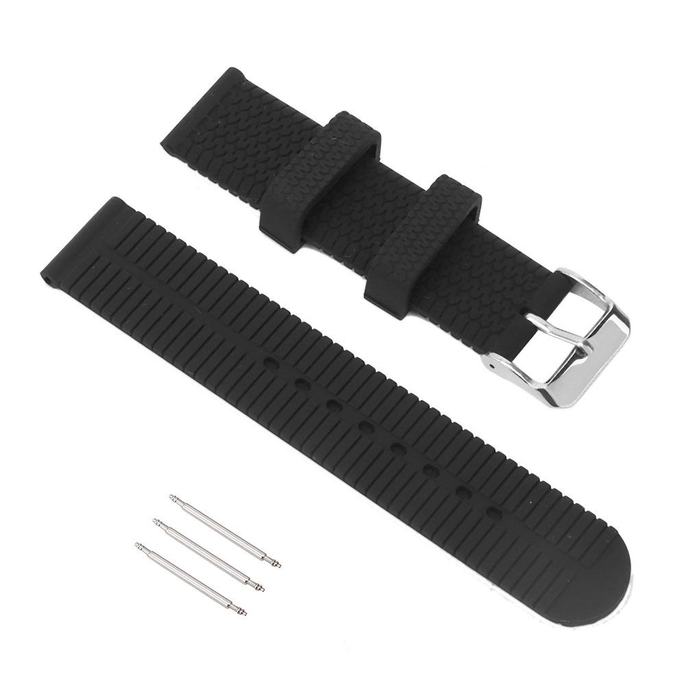20mm Watch Band Silicone Pin Buckle Sports Tire Grain Watch Strap AccessoryBlack