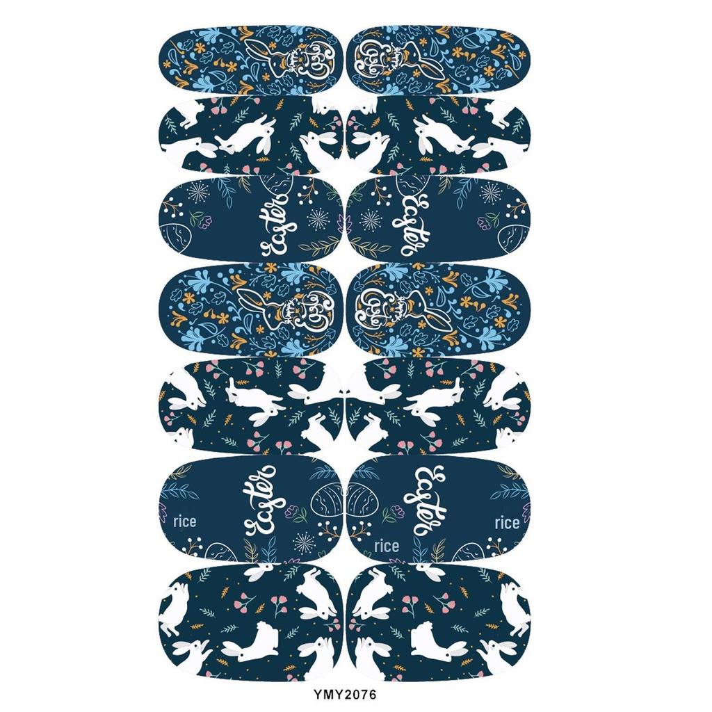 Easter Cute Rabbit Flower Nail Art Stickers - Full Cover, Waterproof, Long-lasting (YMY2073-2084)