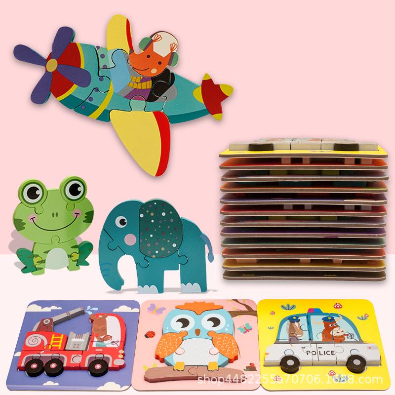 

Kids 3D Animal & Vehicle Wooden Puzzle - Large Pieces for Educational Fun