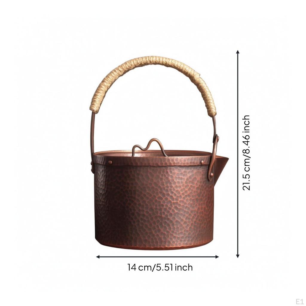 Handmade Copper Tea Kettle Hammered Artisanal Teapot with Lid for Collectors,