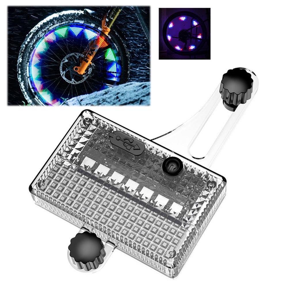 Solar LED Colorful Bike Wheel Light USB Rechargeable Bike Tire Safety Light Smart Sensing Cycling Tire Lights for Kids Adults