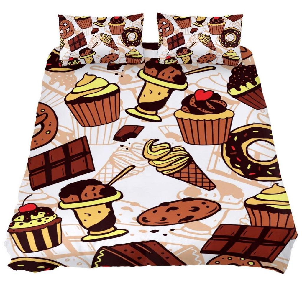 Chocolate Bedding Set Dessert Theme Comforter Cover Set for Child Youth Lady,Food Fluid Duvet Cover Novelty Funny Quilt Cover