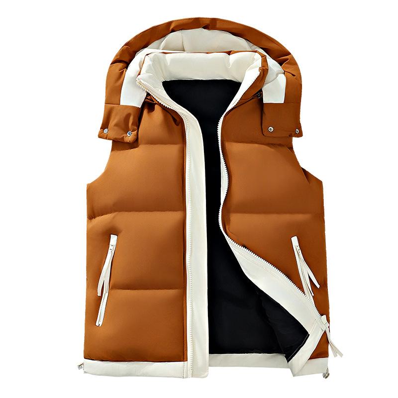 Men's Korean Style Hooded Thickened Cotton Vest for Autumn/Winter - Trendy, Warm Youth Outerwear.
