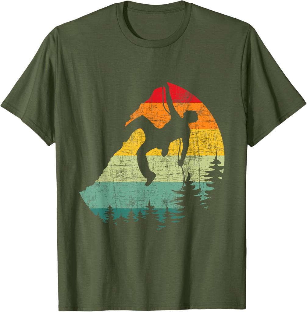 Retro Vintage Mountain Climber Rock Climbing Bouldering TShirt
