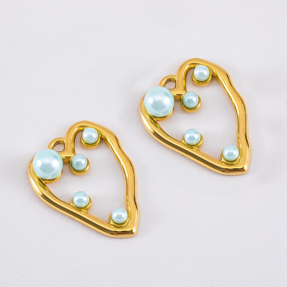 2pcs Stainless Steel Enamel Butterfly Pendants Crystal Bead Imitation Pearl Shell Heart Charm DIY Trendy Necklace Jewelry Making